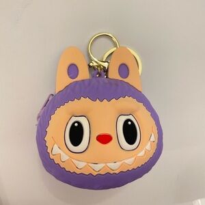 Purple and Tan Kids Monster Coin Purse Keychain